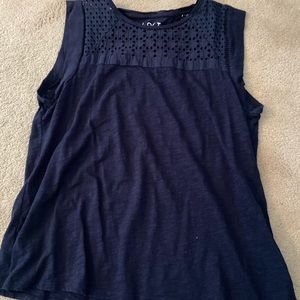 Sleeveless cotton top.  Navy blue
